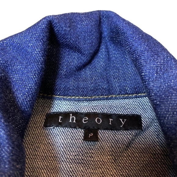 Theory Jacket Womens XS Casey Denim Jean Blue Classiccore Preppy Minimalist Fall - Picture 7 of 7